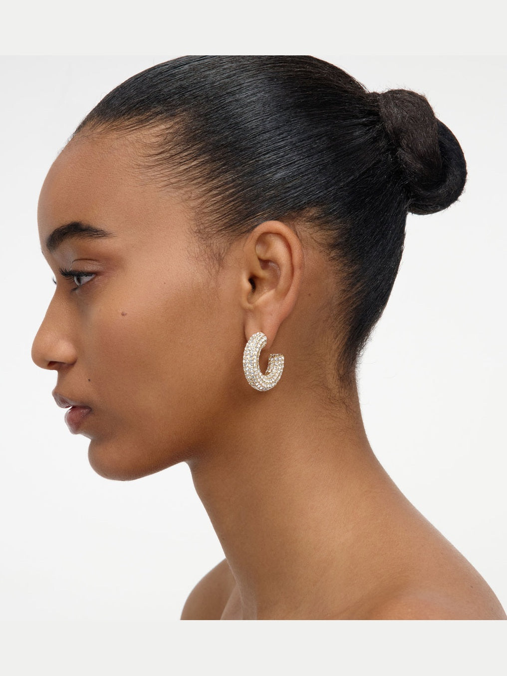 Gold crystal hoop earring