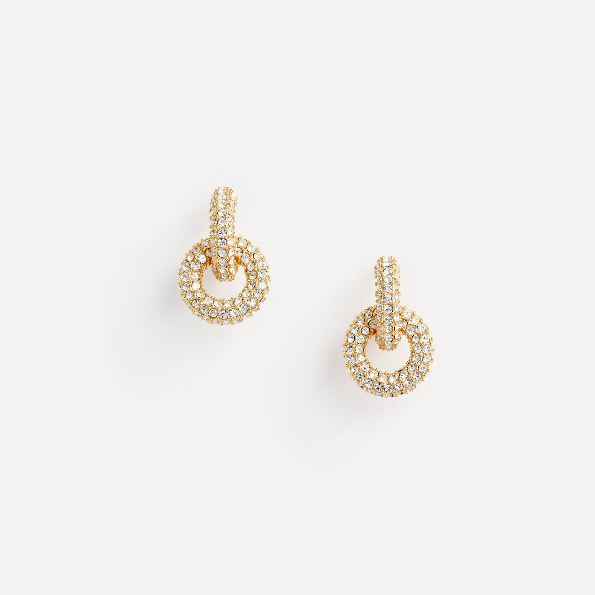 Gold small crystal hoop earring