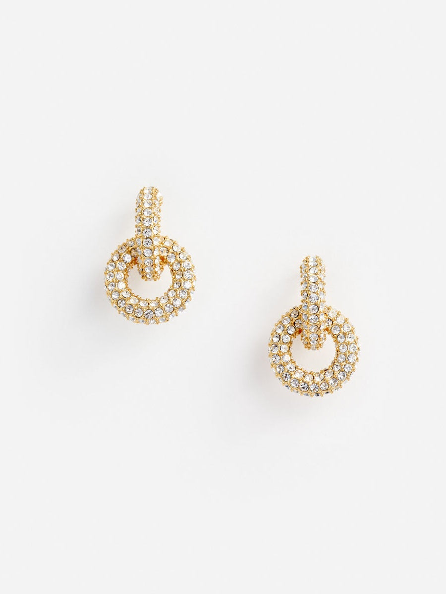 Gold small crystal hoop earring