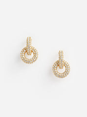 Gold small crystal hoop earring