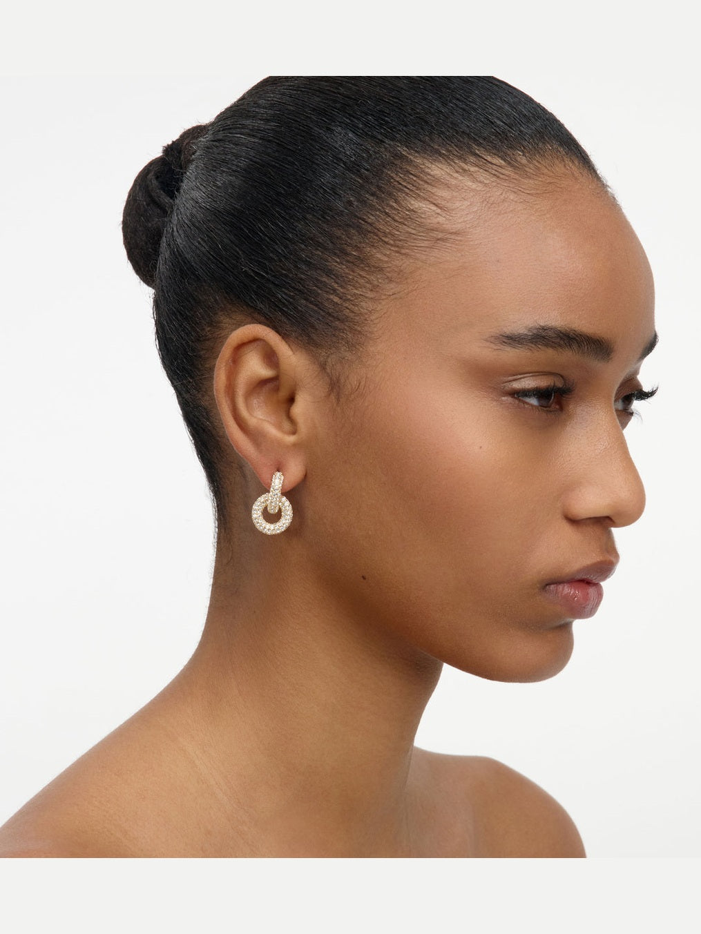 Gold small crystal hoop earring