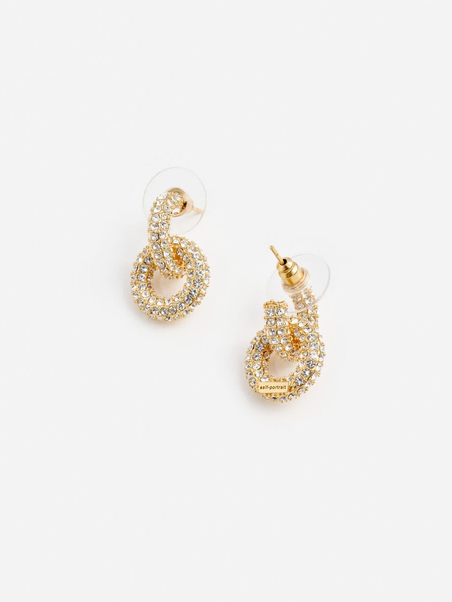 Gold small crystal hoop earring