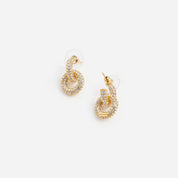 Gold small crystal hoop earring