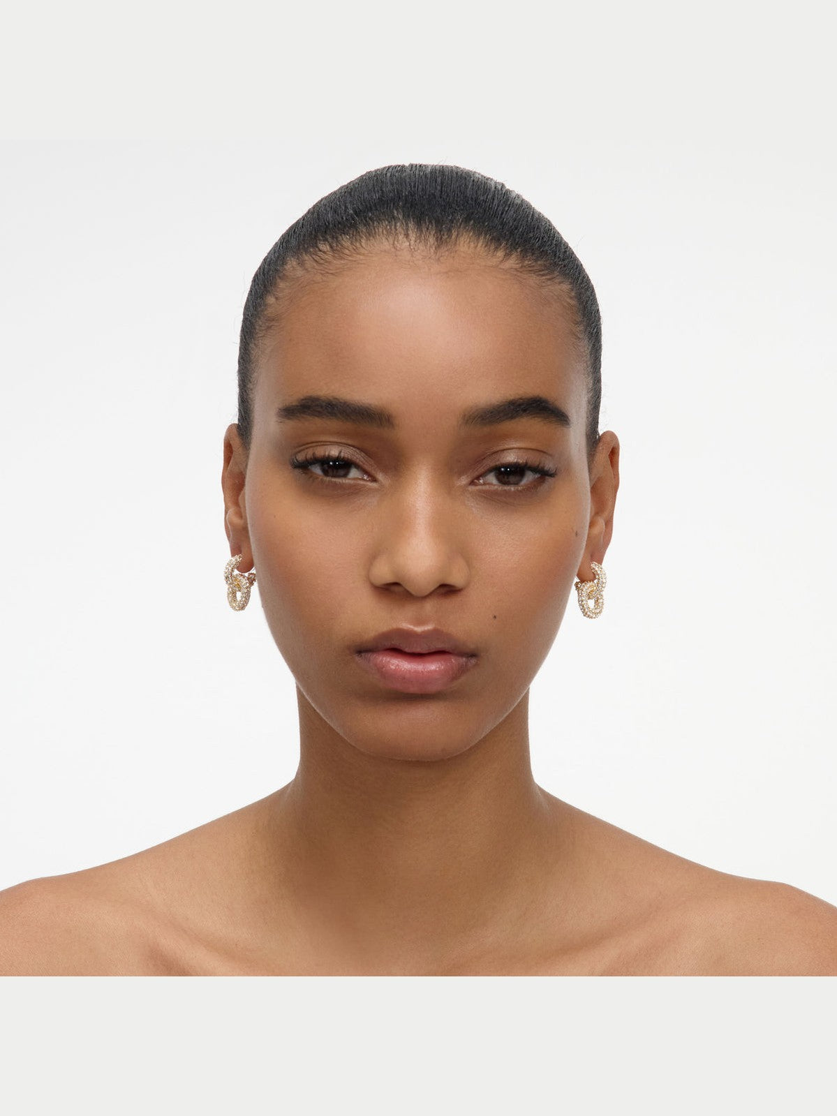 Gold small crystal hoop earring