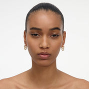 Gold small crystal hoop earring