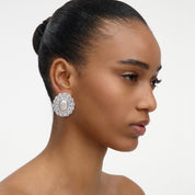 Oval crystal pearl earrings