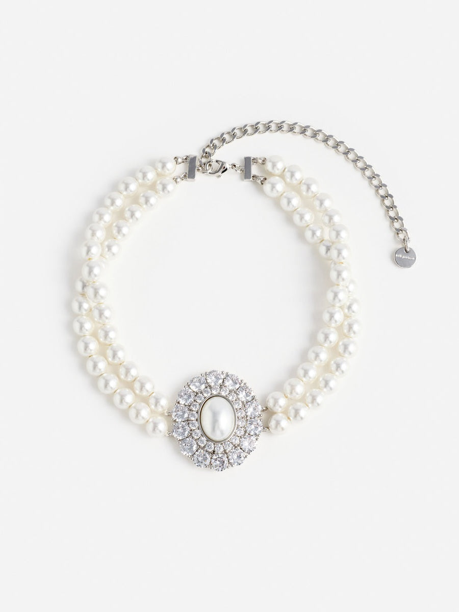 Pearl crystal choker