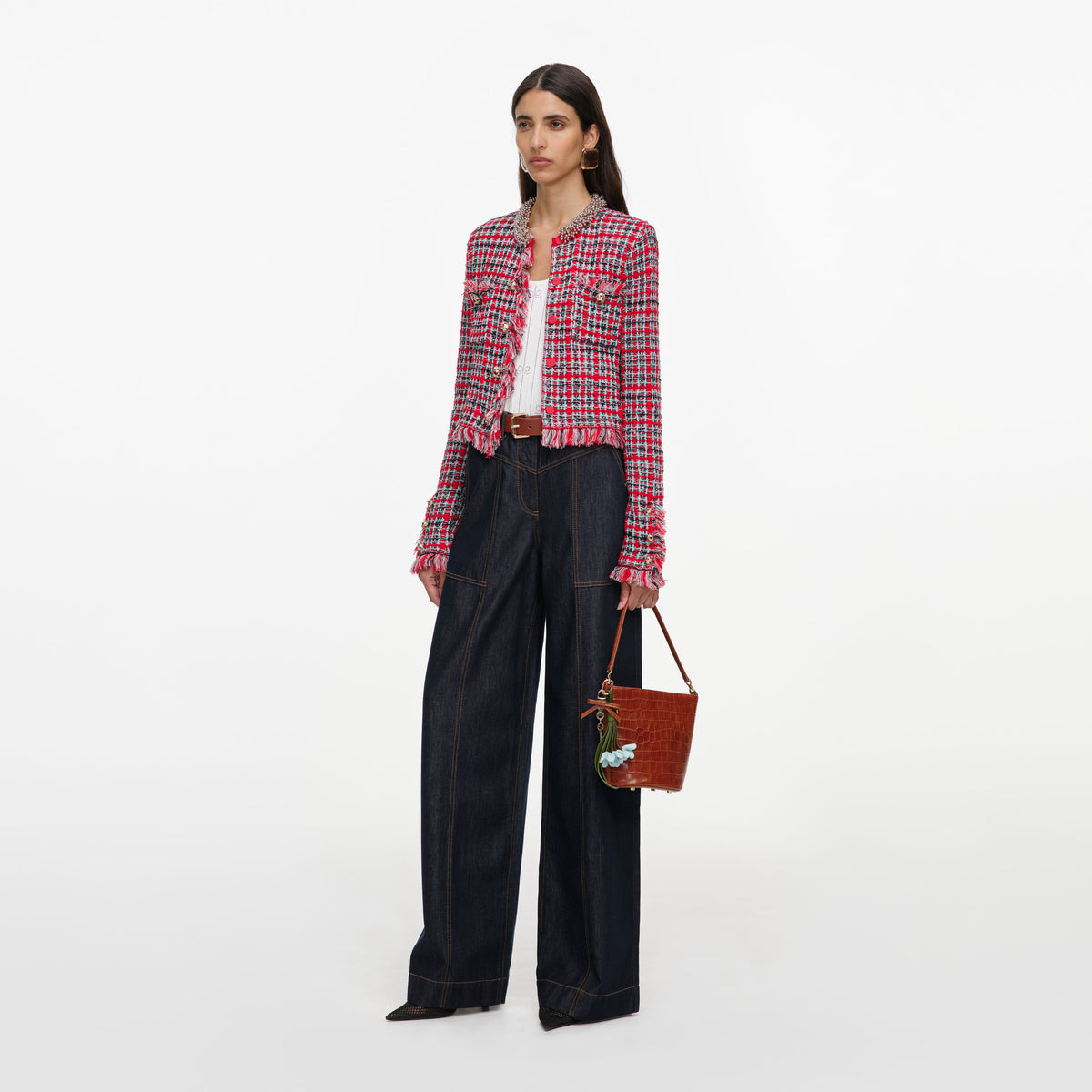 Indigo denim straight leg jeans