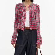 Indigo denim straight leg jeans
