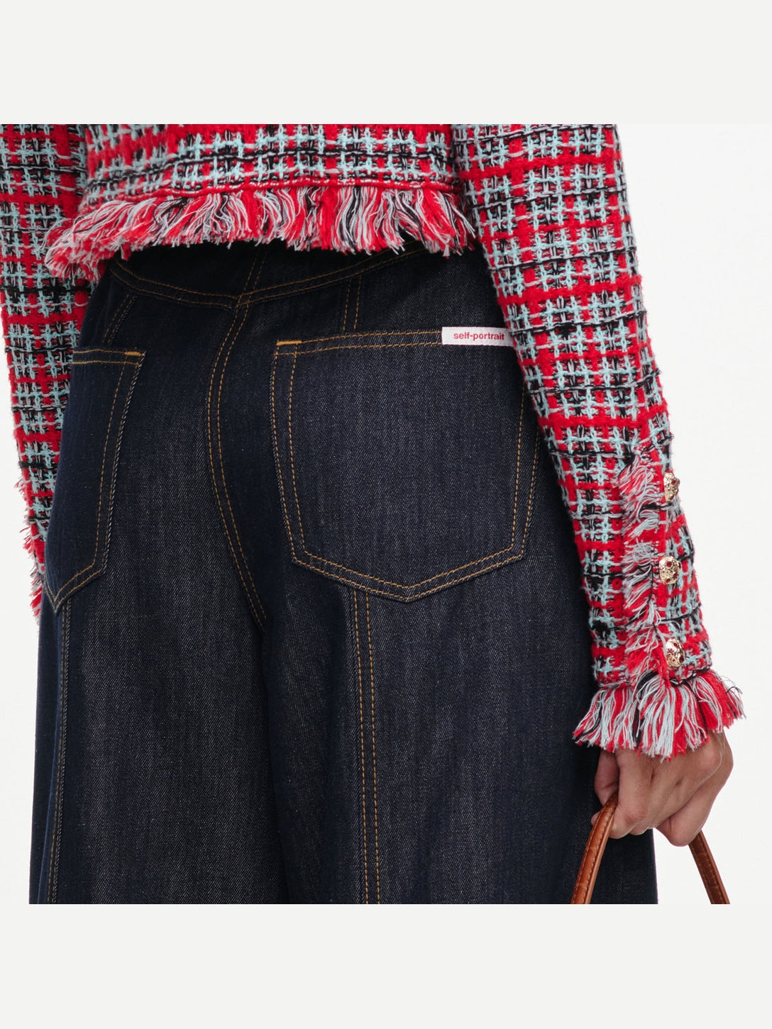 Indigo denim straight leg jeans
