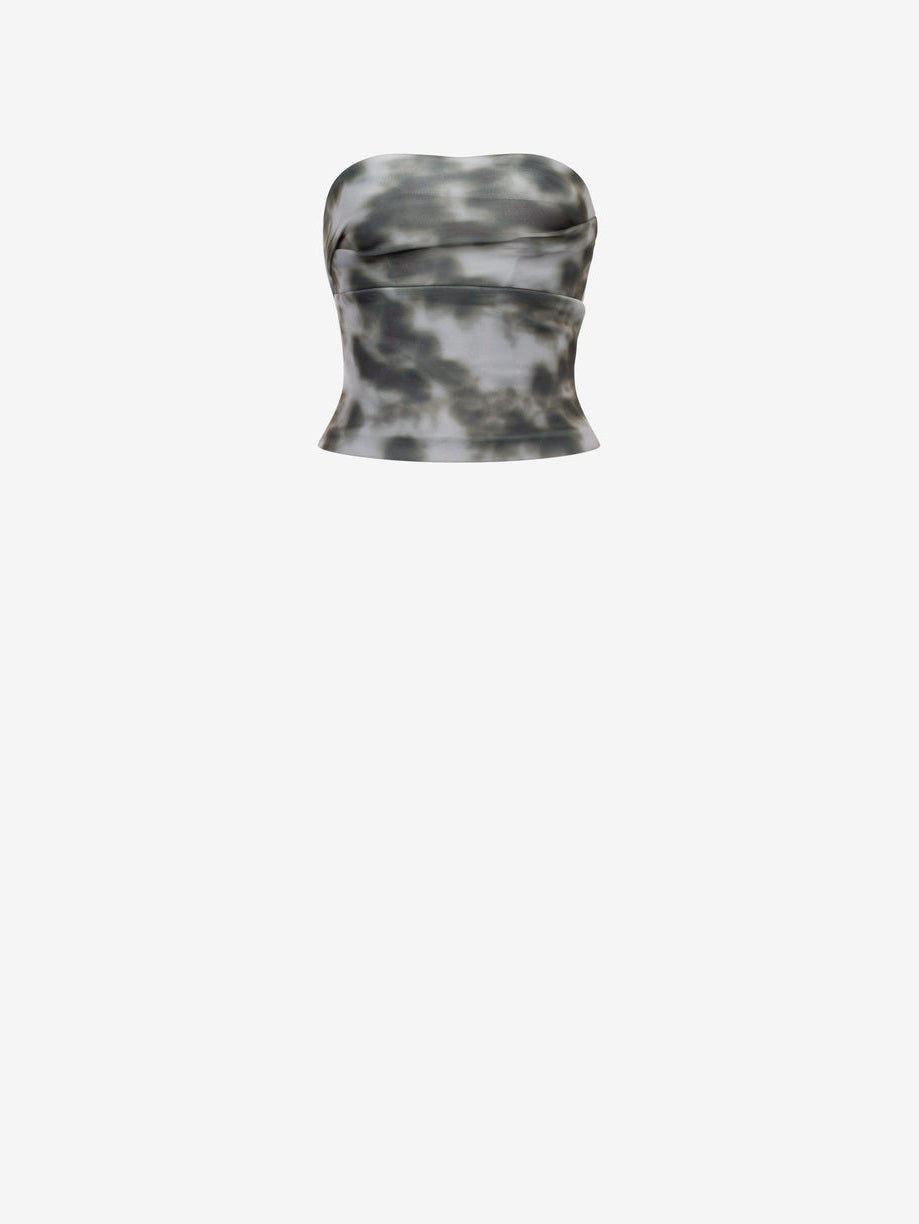 Printed light scuba bustier top