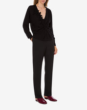 Draped long-sleeved merino cashmere sweater