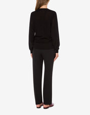 Draped long-sleeved merino cashmere sweater
