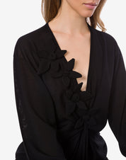 Draped long-sleeved merino cashmere sweater