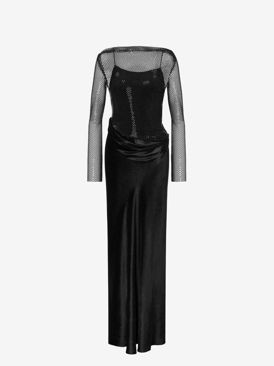 Mesh and rhinestone dress