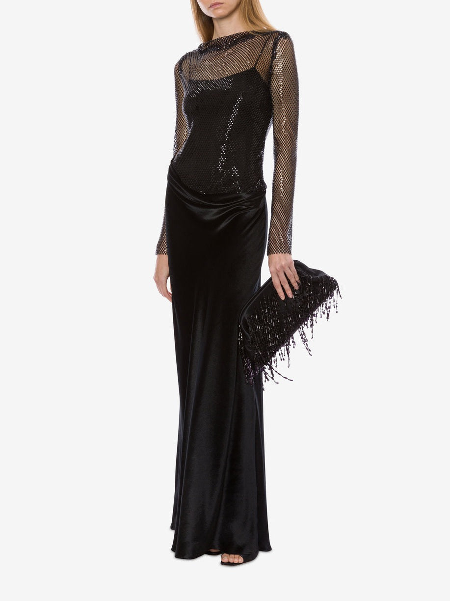 Mesh and rhinestone dress