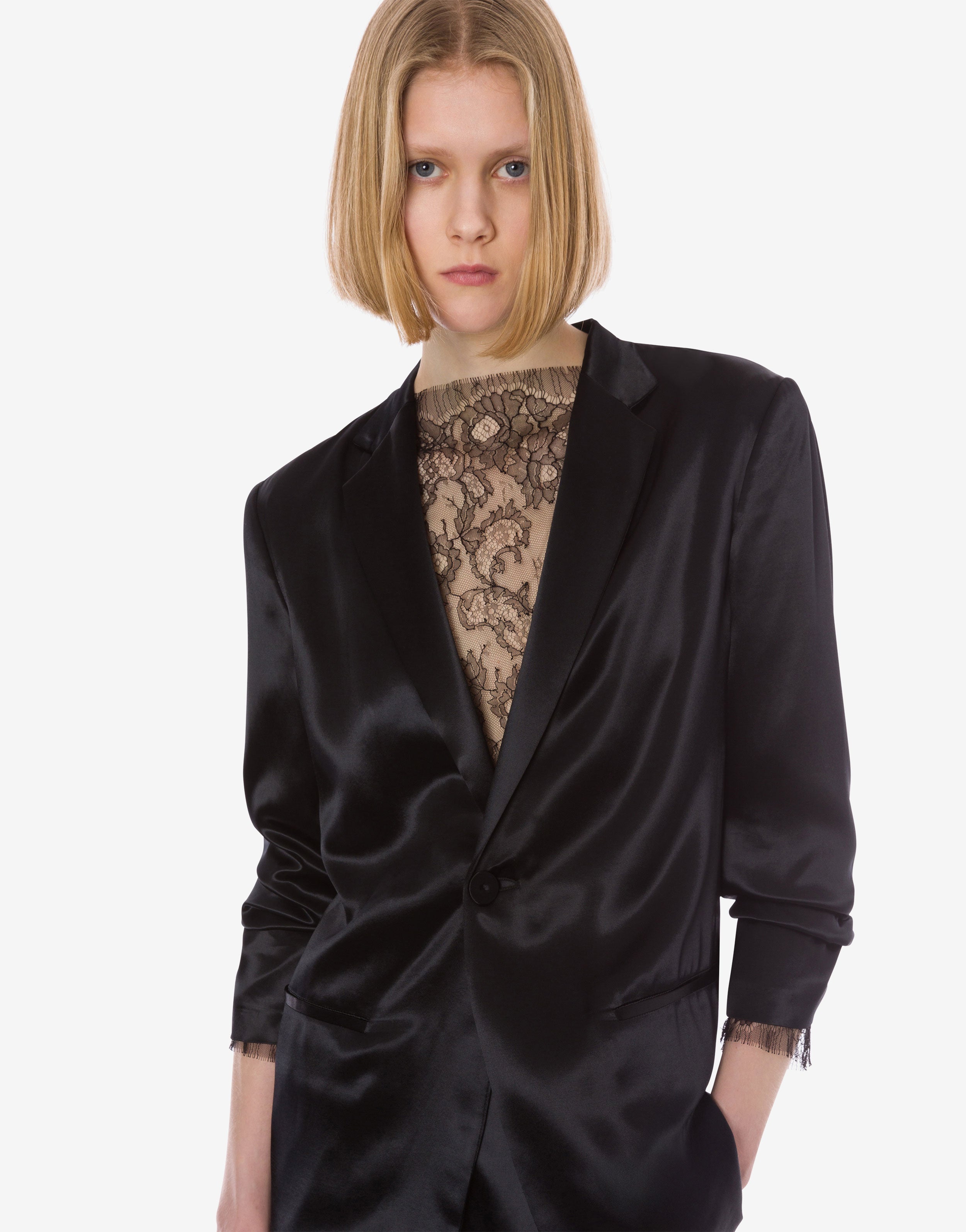 Blazer in glossy satin