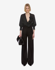 Pure merino wool sweater with floral embroidery