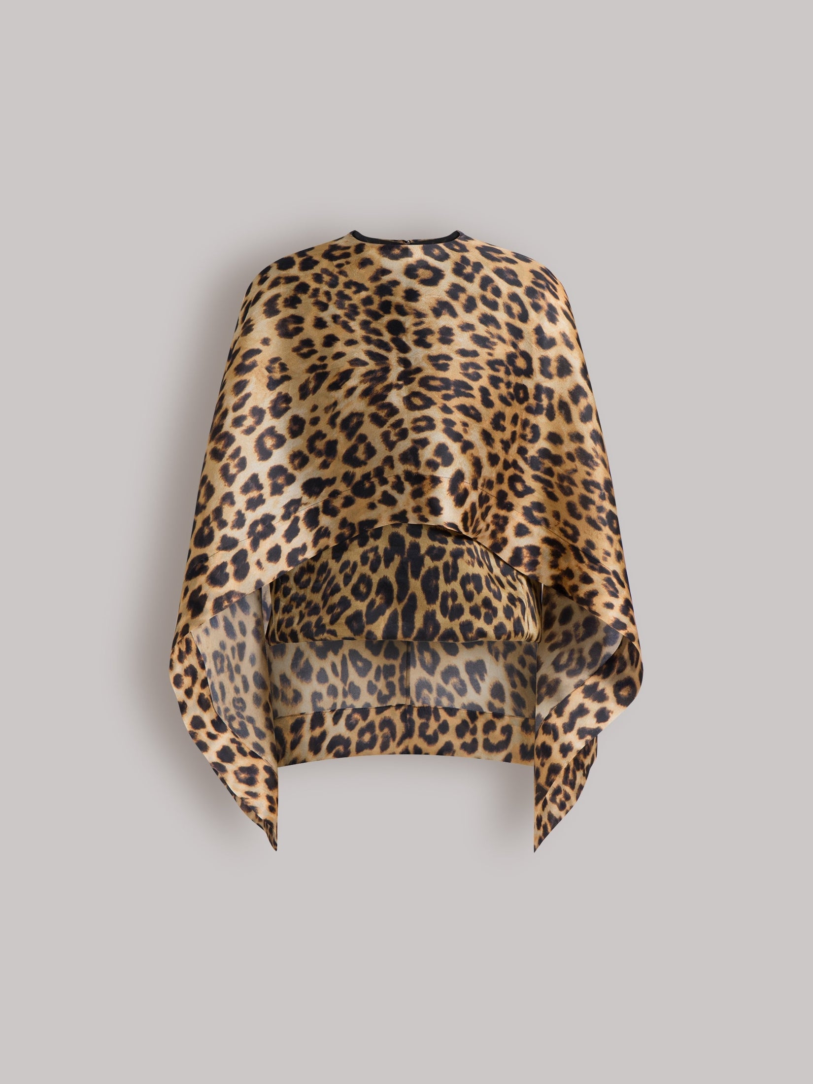 Leopard print silk organza cape top