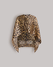 Leopard print silk organza cape top