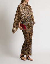 Leopard print silk organza cape top