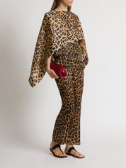 Leopard print silk organza cape top