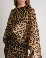 Leopard print silk organza cape top