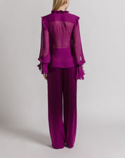 Silk creponne blouse with ruffles