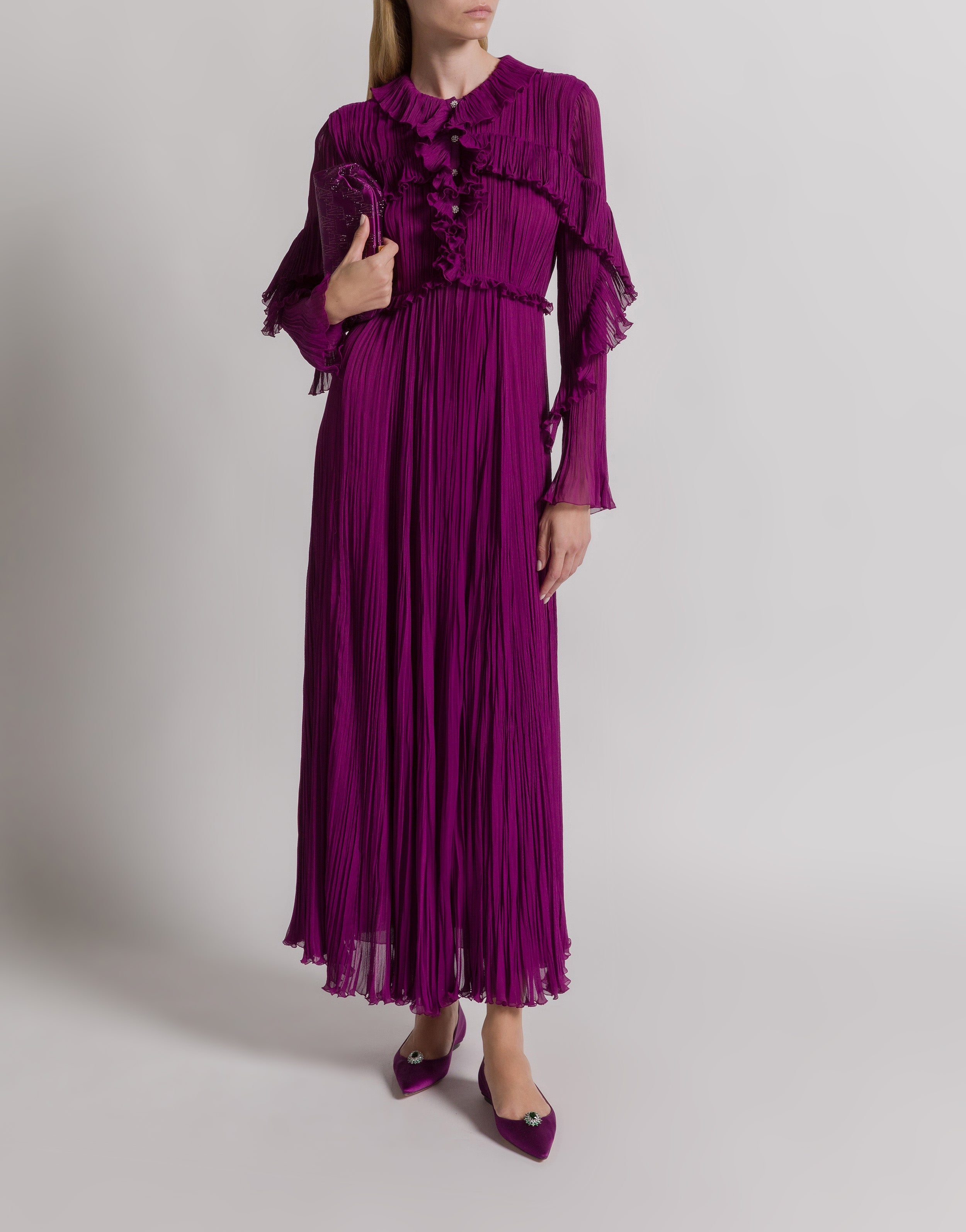 Silk creponne evening dress