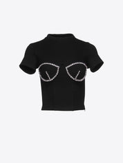 Crystal bustier cup t-shirt