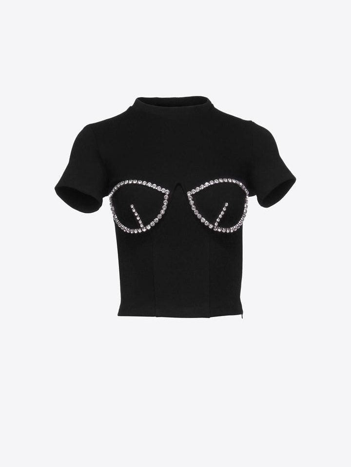 Crystal bustier cup t-shirt