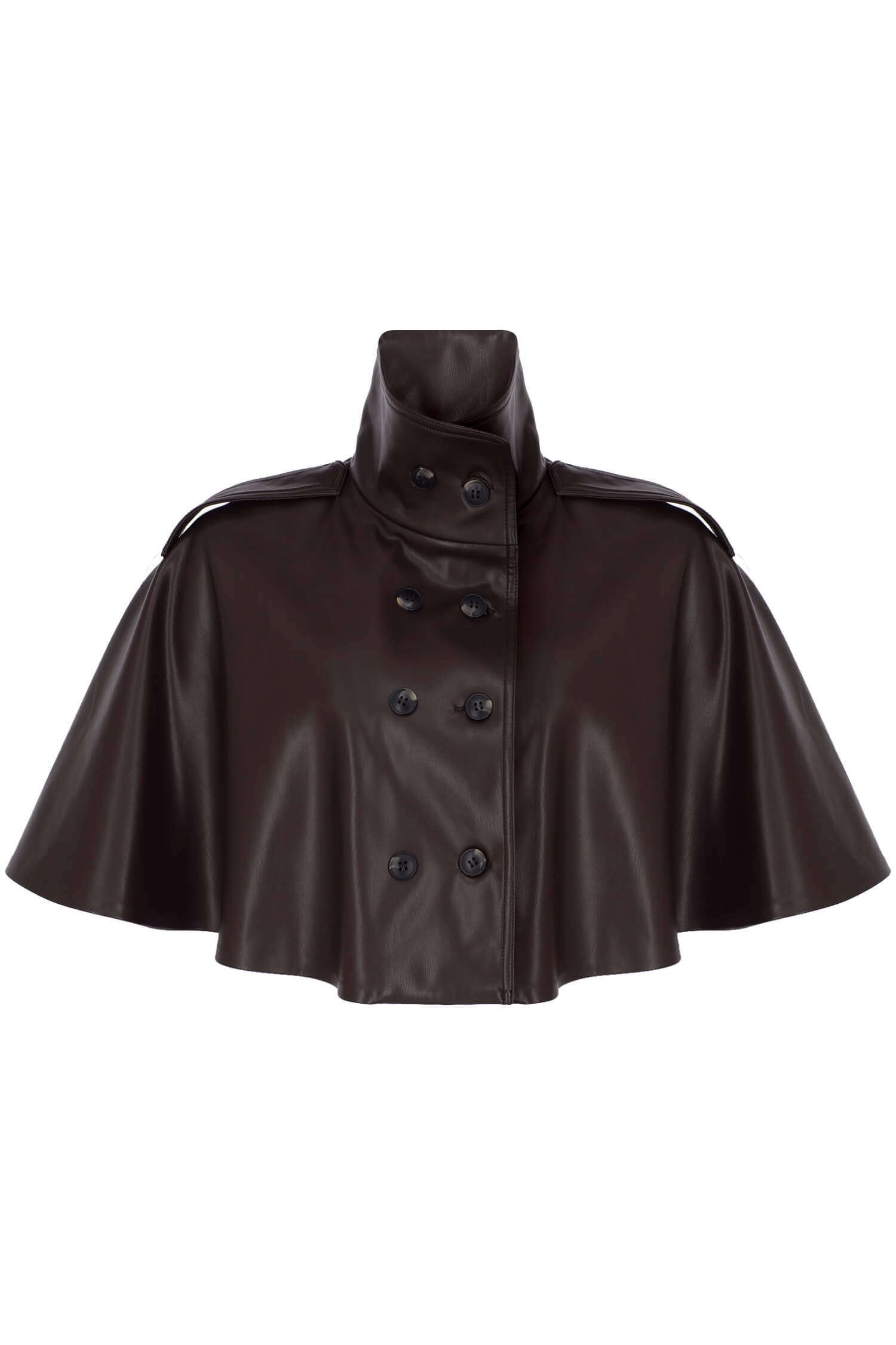 BROWN CLOAK VEGAN LEATHER JACKET
