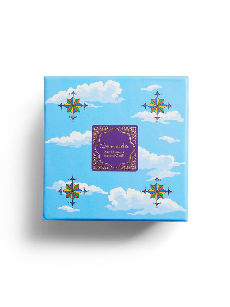Candle in light blue jar 400gr samuda asir blossom