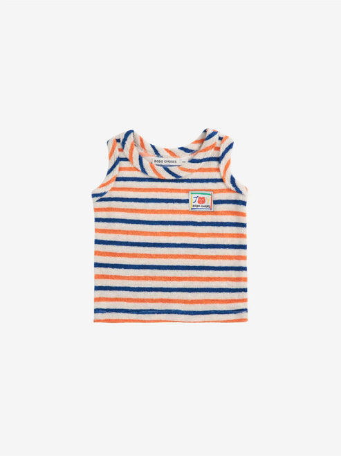 SMILING STRIPED TERRY CLOTH TANK TOP