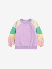 LILA COLOR BLOCK TERRY CLOTH SWEATSHIRT