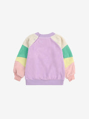 LILA COLOR BLOCK TERRY CLOTH SWEATSHIRT