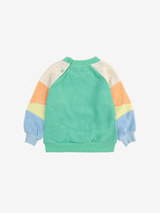 GREEN COLOR BLOCK TERRY CLOTH SWEATSHIRT