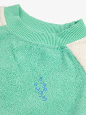 GREEN COLOR BLOCK TERRY CLOTH SWEATSHIRT