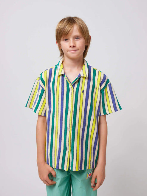 MULTICOLOR STRIPES TERRY CLOTH SHIRT