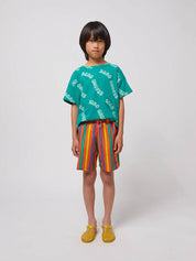 MULTICOLOR STRIPES WOVEN SHORTS