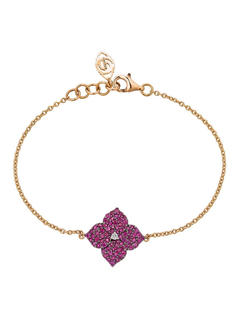 Fiore rd deep p sapp 0.87/rd dia 0.03/w-p-bg18k sm flower bracelet