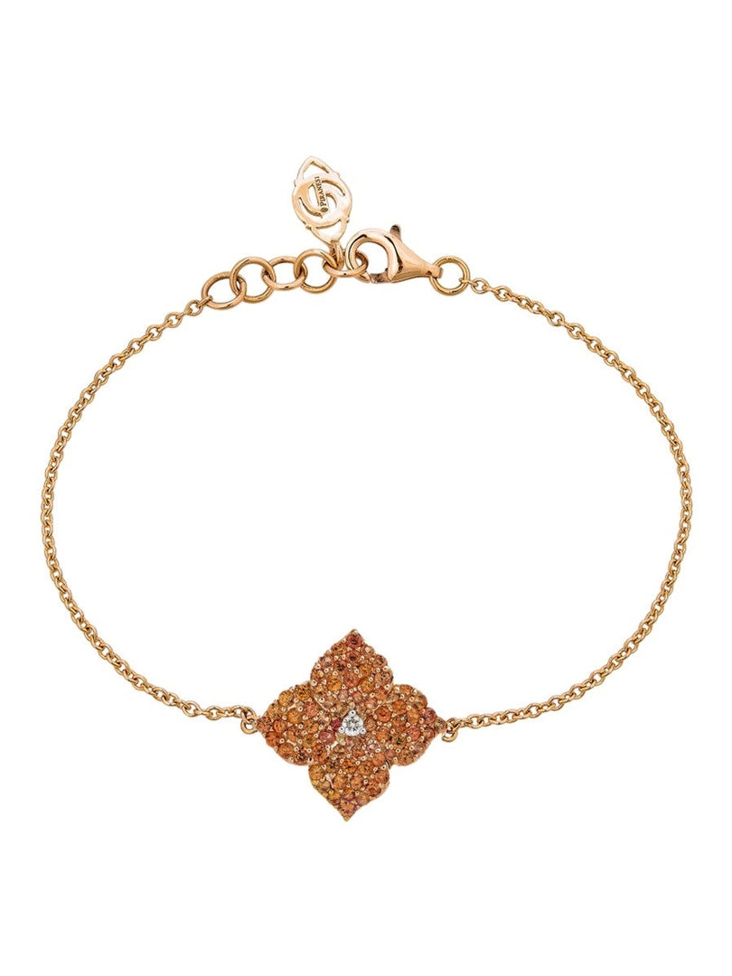 Fiore rd or sapp 0.90/rd dia 0.03/w-p18k sm flower bracelet