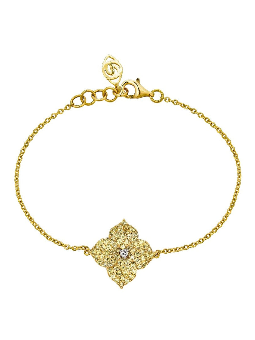 Fiore rd y sapp 0.99/rd dia 0.03/y-w18k sm flower bracelet