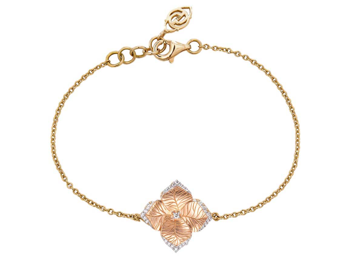 satin p18k sm flower chain bracelet