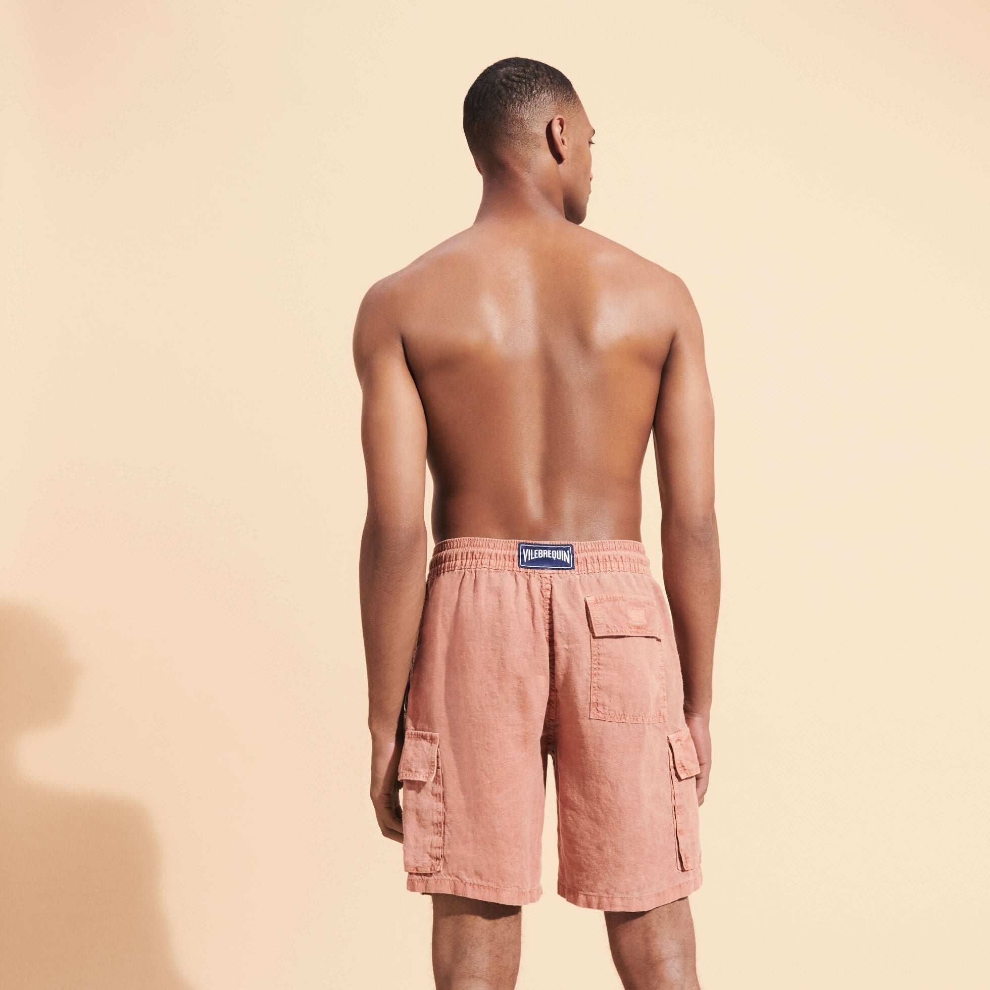 Men Linen Bermuda Shorts Mineral Dye