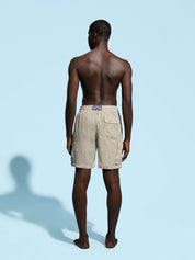 Men linen bermuda shorts cargo pockets