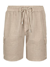 Men linen bermuda shorts cargo pockets