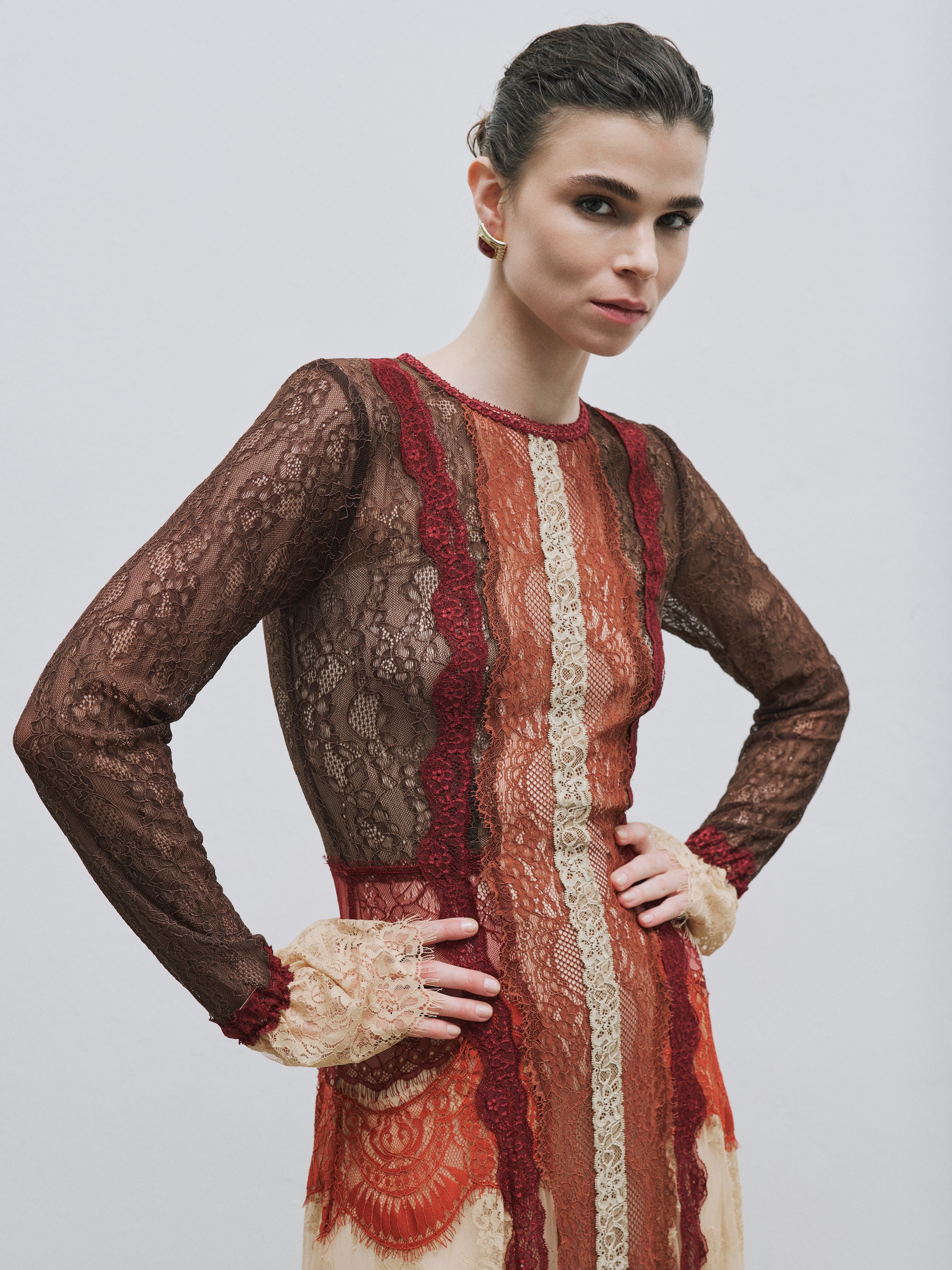 Long lace-detail dress