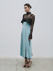 Lace and slit detail dress