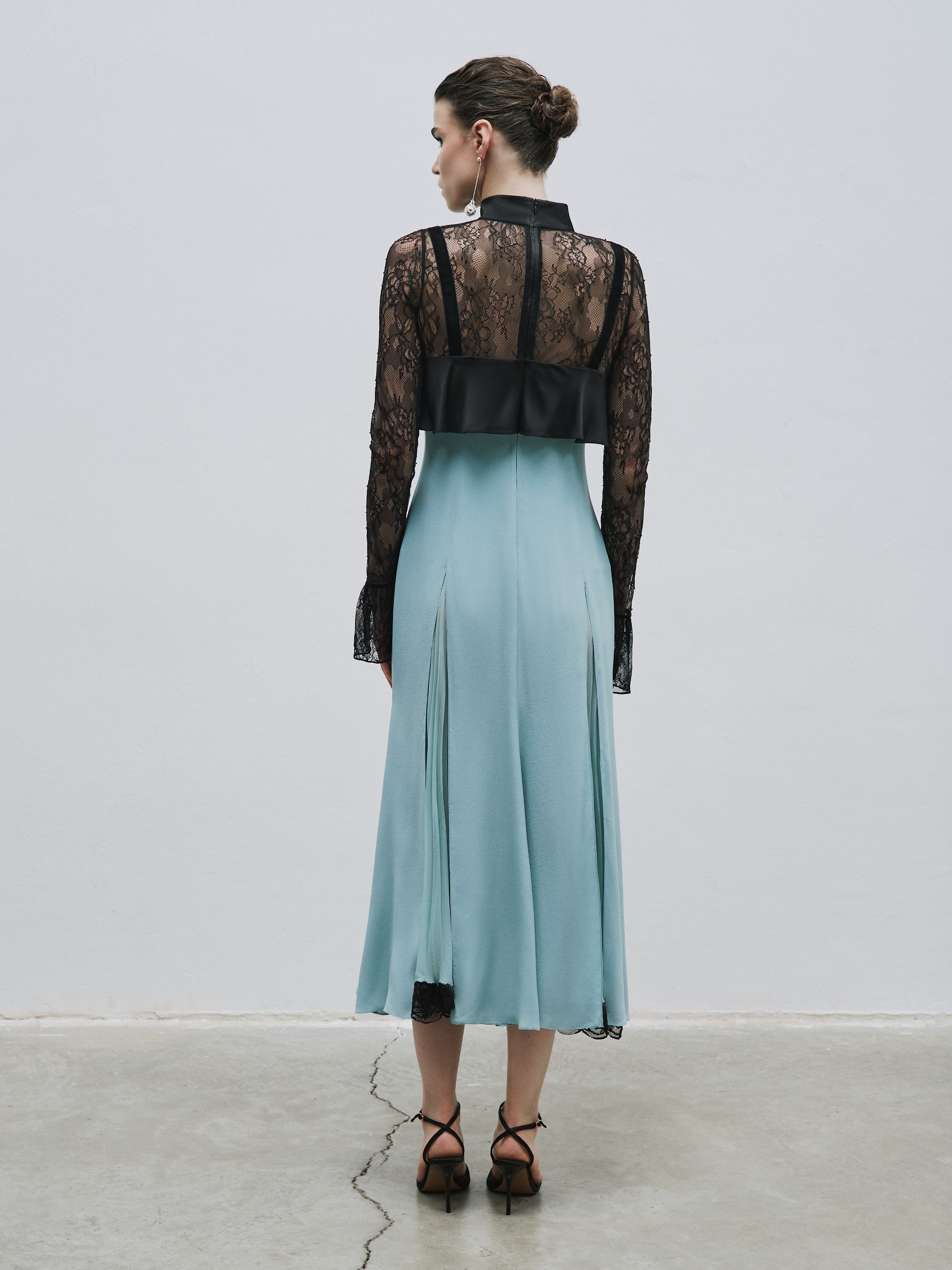 Lace and slit detail dress